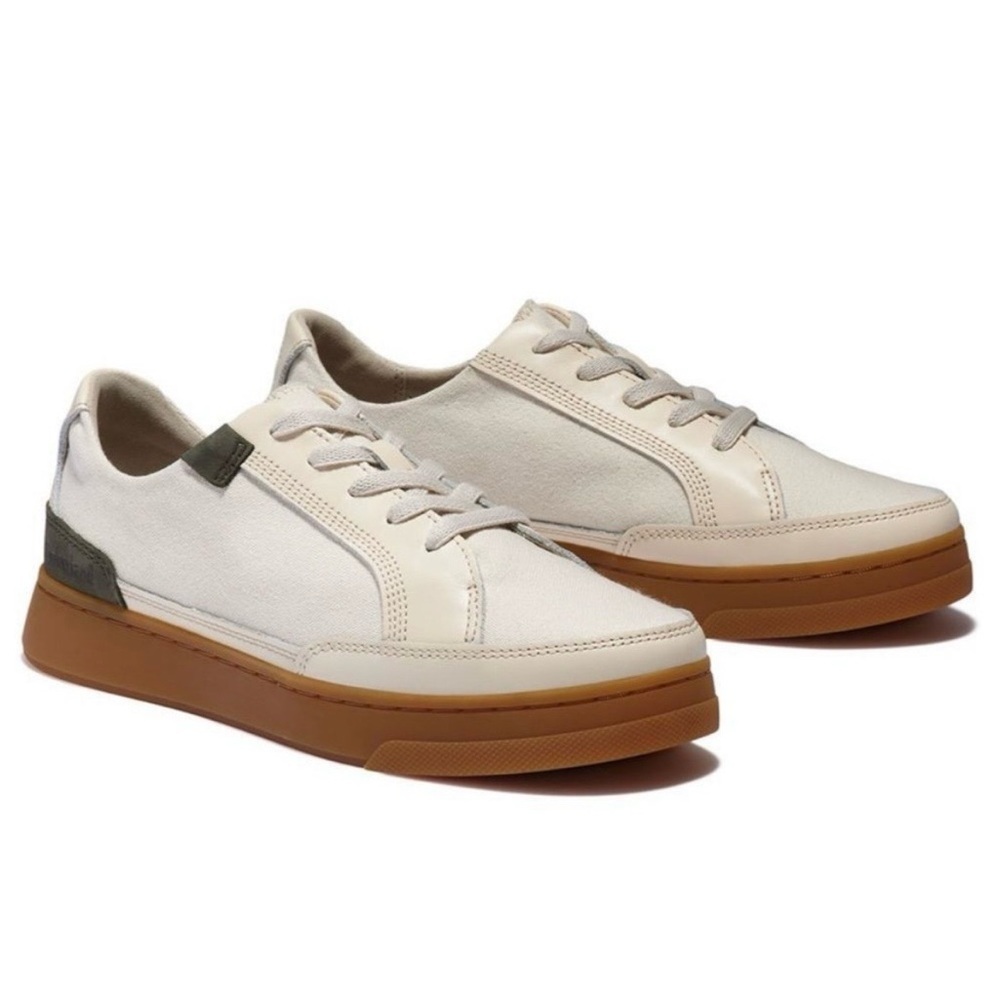 Timberland Earthkeepers Leather Canvas Women's Sneakers Beige Green Size 8.5